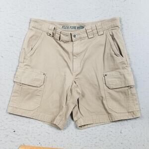 Duluth Trading Co Shorts Mens 38 Beige Flex Fire Hose Cargo 11 Inseam Stretch
